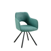 Scaun dining rotativ, verde turcoaz retro, tapiserie textil si cadru metalic, 60x84x61 cm, Aeris